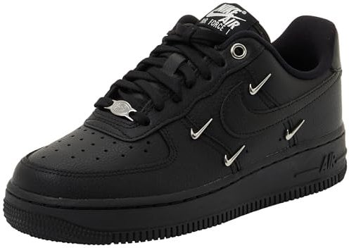 NIKE Air Force 1 ’07 LX, Sneaker Donna, Nero Nero Nero Argento Metallizzato, 43 EU