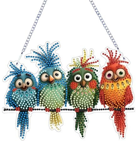 Diamond Painting Frühling Fensterdeko Hängend Vogel Deko Diamant Painting Fensterbilder Frühling Deko Diamond Painting Tür Kranz Anhänger Frühling Hängedeko Fensterschmuck Diamant Malerei Basteln (C)