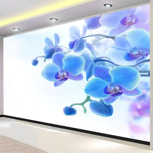 Fototapete Orchidee Tapete 350 x 256 cm (WxH) Fototapeten Schlafzimmer Wohnzimmer Moderne 3D Effekt Wandtapete Orchidee Vliestapete Wand Dekoration Poster Foto Tapeten q3422
