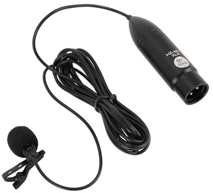 Microfono Jurupi Lavalier 48V Phantom Power Omni Direzionale Riduzione del Rumore Direzionale 3 Pin XLR Mono Micocollo per la Registrazione del Colloquio