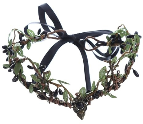 RUNRAYAY Coiffe de fleurs noires, couronne florale féerique, serre-tête d'elfe des bois, couronne de forêt, diadème elfique pour Renaissance, cosplay, Noël, mariage