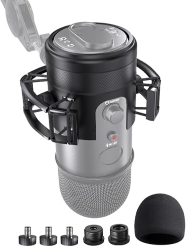 Bolunber Shock Mount für Blue Yeti, mit Spritzschutzgitter, Stoßdämpferfeder, Schraubenadapter, kompatibel mit Cantilever-Mikrofonständern, für Aufnahmen, Rundfunk und andere Szenarien