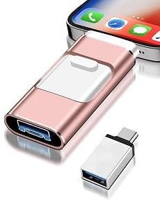 USB Stick 512GB for iPhone, MFi Certified 4-in-1 Memory Stick for Android/PC, Flash Drive with Plug and Play Backup for Photos, Fast Transmission, Blue