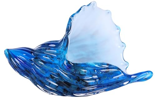 SHENGTIAN Meeresglas-Kunstfiguren, mundgeblasene Muschel-Skulptur, bunte Glasdekoration, kreative Muschelstatue – für Küstenzimmer, funktionale Statue für Schlüssel und Schmuckdisplay (A)