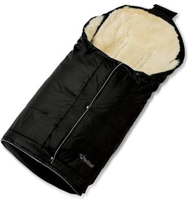Fellhof Lammfell Fußsack Kitzbühel | Kinderwagen Universalmodell | verstellbar ca 40/45 x 86/106 cm | Merino Lammfell innen Wind- und wasserabweisend außen | 3- und 5-Punkt-Gurte