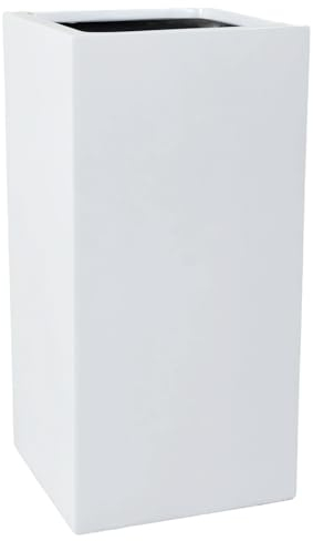 VIVANNO Pflanzkübel Pflanzgefäß Blumenkübel Fiberglas weiß matt Block - 40x40x80 cm