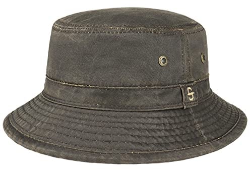 Stetson Drasco Stoffhut Herren – Packable – Washable – Freizeithut mit hohem UV-Schutz – Faltbarer Bucket Hat mit Baumwolle – Waschbarer Outdoorhut - Sommer/Winter braun L (58-59 cm)