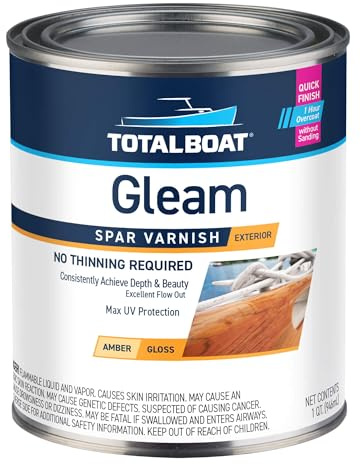 TotalBoat Gleam Marine Spar Varnish, Gloss and Satin Polyurethane Finish for Wood, Boats and Outdoor Furniture (Gloss Quart)