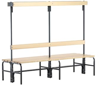 Sypro Wolf® Umkleidebank für Trockenräume mit doppelseitiger Rückenlehne 1,50 m, Ohne Schuhrost