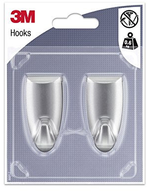 3M 95867 Gancio Adesivo Forma Arrotondata, Grigio, L, Set di 10 Pezzi