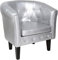 MIADOMODO® Chesterfield Sessel - aus Holz und Kunstleder, mit Kupfernieten und Rautenmuster, Farbwahl, 1er oder 2er - Loungesessel, Clubsessel, Armsessel, Cocktailsessel, Wohnzimmer Möbel (Silber,1er)