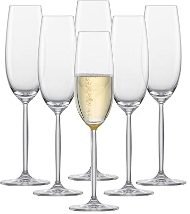 SCHOTT ZWIESEL Sektglas Diva (6er-Set), elegante Champagner Gläser mit Moussierpunkt, spülmaschinenfeste Tritan-Kristallgläser, Made in Germany (Art.-Nr. 104100)