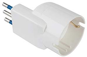 Poly Pool PP2233 Adattatore Salvaspazio Con Spina Piccola 10 A E Presa P30 Standard Tedesco Bianco