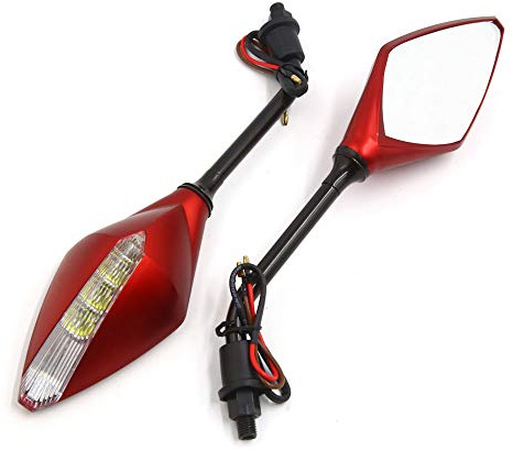uxcell 10 mm rote LED-Blinker, Rückspiegel, 1 Paar für Motorrad