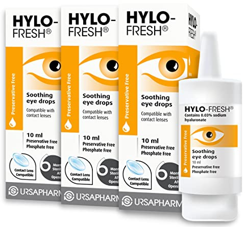 HYLO Fresh – Triple Pack - Preservative Free - Soothing, Lubricating Eyedrops for Irritated or Mild Dry Eye – 3 x 300 Measured Doses