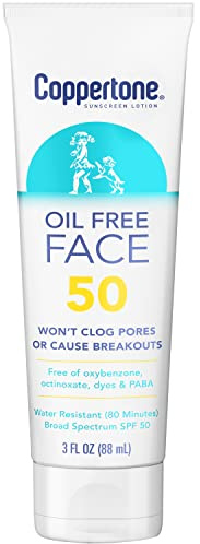 Coppertone Defend & Care Oil Free Sunscreen Face Lotion Broad Spectrum SPF 50 (3-Fluid Ounce)