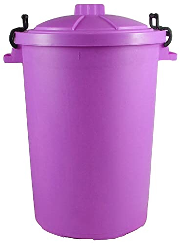 Easy Shopping 85 Litre 85L Extra Large Colour Plastic Dustbin Garden Bin Clip on Locking Lid Heavy Duty for Rubbish Recycle Waste Animal Feed Storage Unit (1, Purple)
