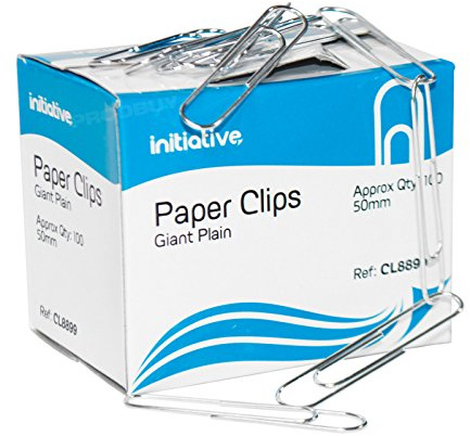 [Pack of 500] Jumbo Giant 50mm Plain Polished Steel Large Paper Clips Office Filing (5 Packs of 100)