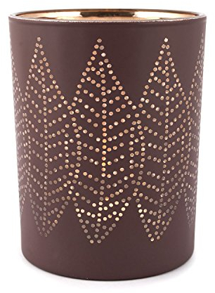 Pajoma Kerzenhalter ''Leaf'' Gr. L, aus Glas, in braun, golg galvanisiert, H 12,5 x Durchmesser 10 cm