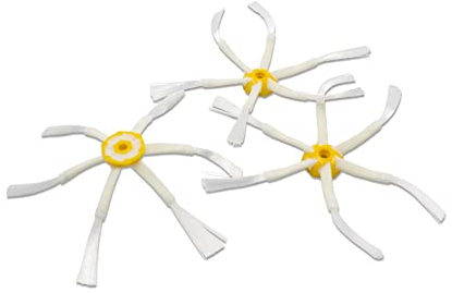 vhbw 3x Brosse latérale compatible avec iRobot Roomba 605, 611, 618, 610, 612, 615, 616, 614 robot aspirateur - Lot de brosses, jaune/blanc