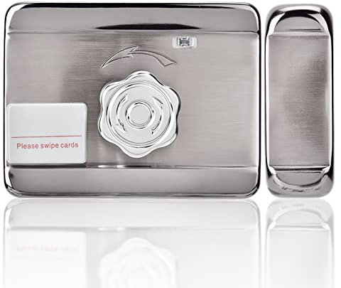 Dioche DC 12 V Serratura Elettrica, Serratura Elettronica Intelligente Serratura di Sicurezza Serratura per doppia Chiusura Interna ed Esterna, Sblocco con Scheda di Accesso o Telecomando