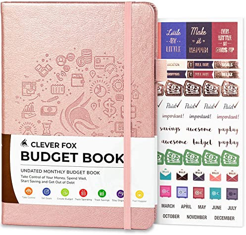 Clever Fox Budgetbuch - Finanzplaner-Organisator & Ausgaben-Tracker Notizbuch. Geld Planer-Kontobuch für die monatliche Haushaltsbudgetierung und persönliche Finanzen. Kompakte Größe - Roségold