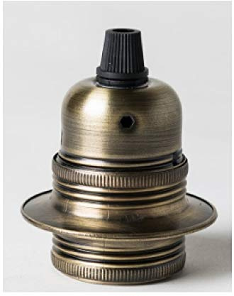 K M Electronics® Vintage Retro Antique Brass LAMP Light Pendant Bulb Holder with Cord Grip E27