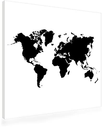 Akustikbild Weltkarte AbsorPic Grafik Premium | 50 x 50 x 3 cm | Farbe weiss |Schall-Absorber verbessert die Raumakustik | viele Größen | Made in GERMANY, Köln