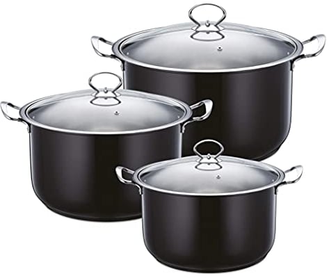 SQ Professional Gems Stainless Steel Stockpot Set with Lids 3pc (Onyx)
