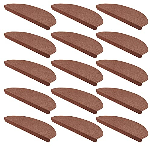 15er Set StickandShine Stufenmatte in braun halbrund für Treppenstufen, Treppenstufenmatte zum aufkleben