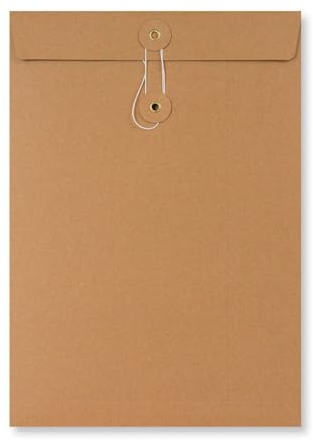 Umschlag C4, 324 x 229 mm, Braun, Bindfadenverschluss, Kraftpapier, Versandtasche, Kuvert - 10er Pack
