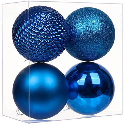 12CM Weihnachtsdeko Weihnachtskugeln, 4 Stücke Bruchsiche Christbaumkugeln Ornamente Weihnachtsbaumschmuck für Weihnachtsbaum Christbaumkugeln Weihnachtsdekoration Kugeln