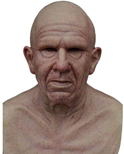 Halloween Old Man Maske, The Ältere Old Man Kopfbedeckung Realistische Silikon Maskerade Vollkopf knifflige Requisiten Halloween Kopfschmuck Real Human Horror Perücke Party Requisiten Kopfbedeckung