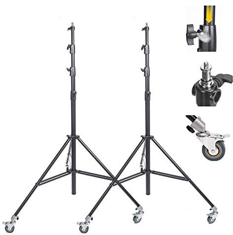 Photograhie Studio Kit Support d'éclairage en Aluminium Réglable 4m avec 6 roulettes, 2 x Vidéo Support de Lumière Trépied Portable Air Cushioned pour Réflecteur Softbox Parapluie Diffuseur Fond
