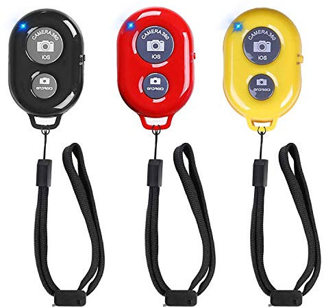 Aoqiyue - Telecomando wireless per cellulari e tablet (confezione da 3), telecomando wireless per controllo della fotocamera iPhone/Android, clicker per selfie per foto e video, cinturino da polso