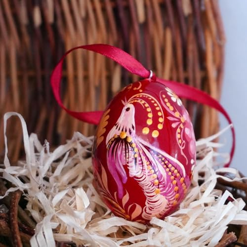 Ostereier Bunt Bemalt Aus Holz 6-6,5 Cm Traditioneller Osterschmuck Rustikale Dekoration Für Osterstrauch