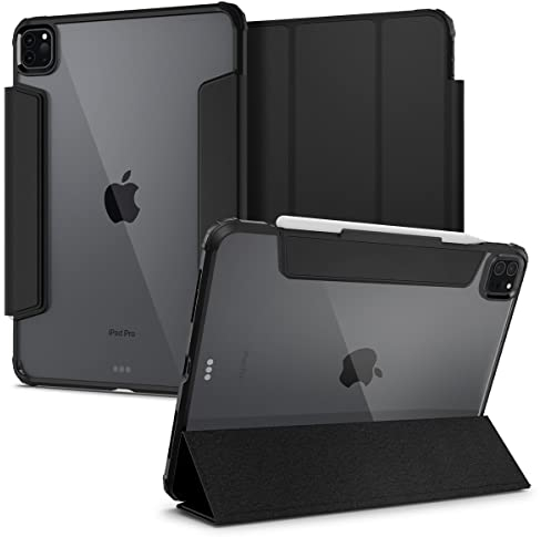 Spigen Ultra Hybrid Pro Hülle Kompatibel Mit iPad Pro 12.9 Zoll Generation 6 2022 | 5 2021 mit Apple Pencil (2. Gen) Halter - Schwarz