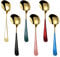 HKTOPCNE 6 Cucharas De Sopa De Acero Inoxidable Redondas Con Mango Colorido, Cucharas De Arroz Elegantes Para La Vida