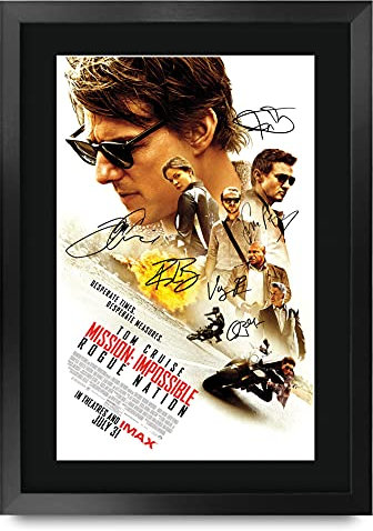 HWC Trading FR A3 Mission Impossible 5 Rogue Nation Filmplakat Tom Cruise Geschenke Gedrucktes Poster Signiertes Autogrammbild für Film-Erinnerungsstücke-Fans - A3 gerahmt