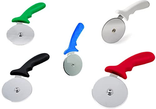 5inch Commercial Heavy Duty Stainless Steel Black Pizza Cutter Wheel Slicer (Red)