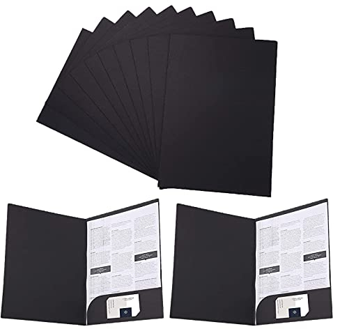 Präsentationsmappe a4 aus 350g/m² Kraftpapier Dokumentenmappe a4 Mappe mit Taschen a4 Papier Urkundenmappe a4 Sammelmappe a4 fur Buro Konferenz Business, 310 x 220mm (12, Schwarz)
