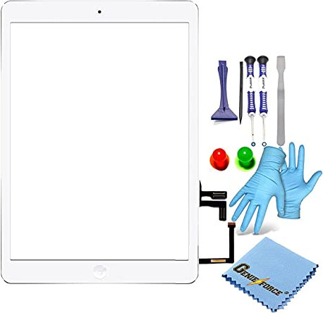 genieforce Digitizer vitre tactile pour iPad Air 5ème génération avec kit d'outils 9 en 1 Blanc