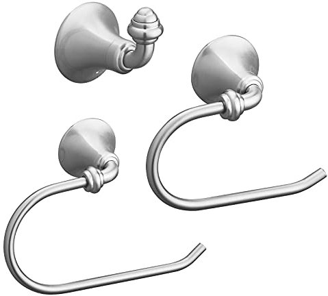 Style Antique Porte Serviettes Ensembles d'Accessoires pour Salle de Bain 3 Pièces - Mural Anneau Porte-Serviettes et Porte Papier Toilette et Crochet en Lation - Nickel Brossé Design Élégant SHUNLI