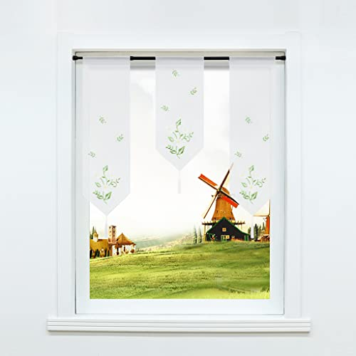 CORLIF 3er-Set Bistrogardine Scheibengardine mit Tunnelzug Voile Transparente Gardine Stores Landhaus Küche Vorhang mit Blumen-Stickerei Muster Weiß BxH 20x50cm 1er Pack + BxH 20x70cm 2er Pack