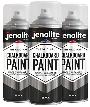 JENOLITE Aérosol de peinture pour tableau noir, 3 x 400 ml, idéal pour créer des surfaces d'écriture, application facile pour la maison ou le bureau