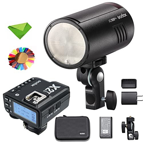 Godox Flash AD100Pro AD100 Pro w/X2T-S Flash Trigger, 100Ws 2.4G 1/8000 HSS, 0.01-1.5s Recycling, 360 Full Power Flashes, 2600mAh Battery, Support TTL/M/Multi-Functions Strobe Light Photography