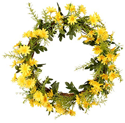 Künstliche Blattpflanze Frühlingsdekoration Haustür Kunststoff Frontkranz Kranz Wohnkultur Künstliche Thuja (Yellow, One Size)
