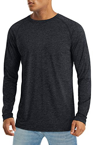 MAGCOMSEN Langarmshirt Herren UV Shirt Wasser Laufshirt Sportshirts Schutz Schnelltrocknend Sommer Schwarz 3XL