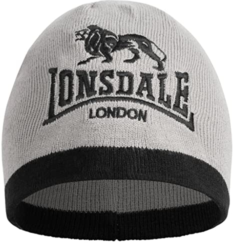 Lonsdale Unisex Beanie Levedale, Farbe:Grey/Black, Größe:one Size
