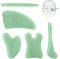 Gua Sha Set, 5PCS Gua Sha Gesichtsbehandlung mit Jade Stein,Gua Sha Massage Gua Sha Facial Tools Stein Massagewerkzeug set für SPA Hautpflege,Face Yoga,Körpermuskulatur Entspannend Entlastend(Grün)